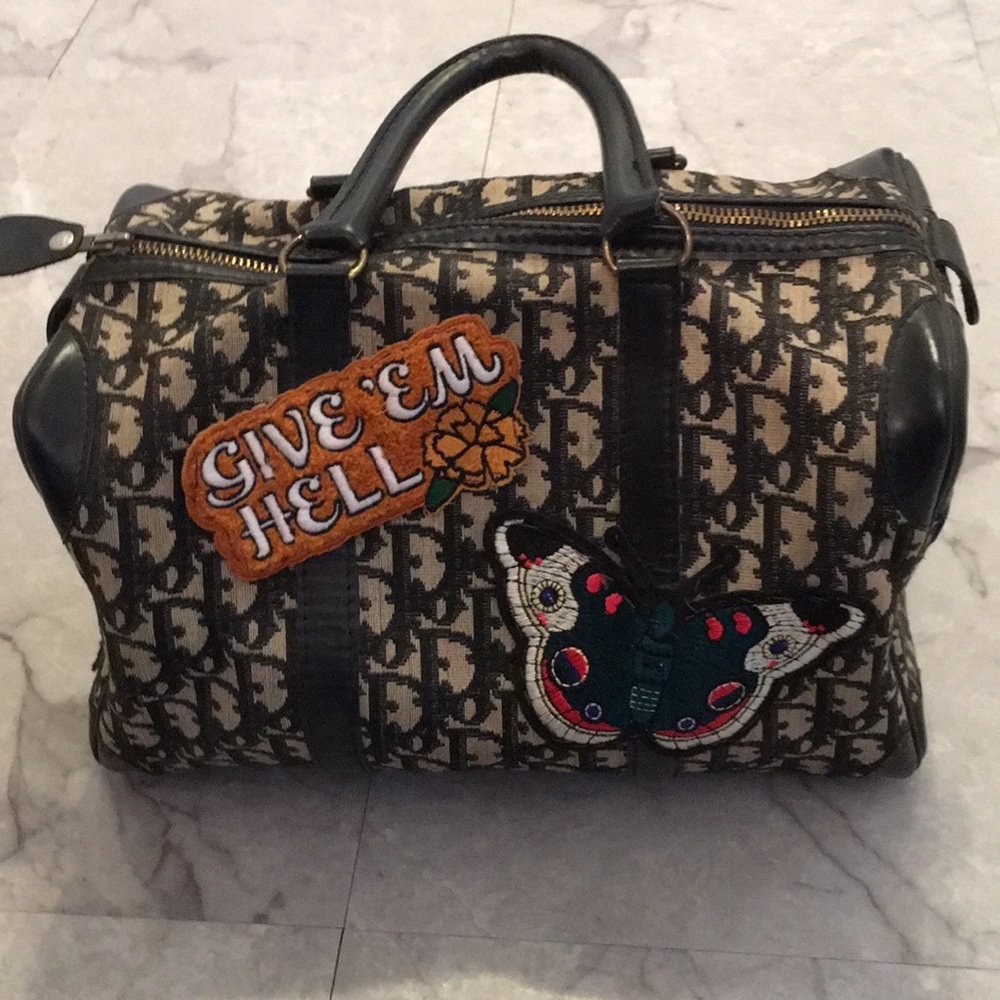 Custom Vintage Navy Dior Boston Bag